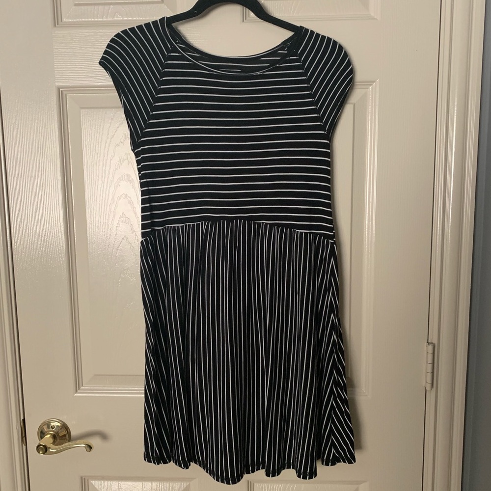 Black and white striped T-shirt dress